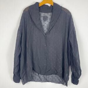 RTA Women’s black long sleeve polka dot blouse sheer size Small